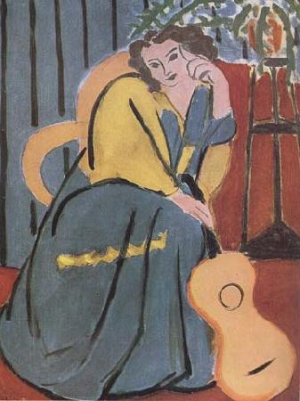 Henri Matisse Woman in Yellow and blue with Guitar (mk35)